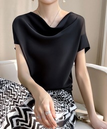 BLANC FICELLE | サテン　ドレープ　フレンチ　Tシャツ(Tシャツ/カットソー)