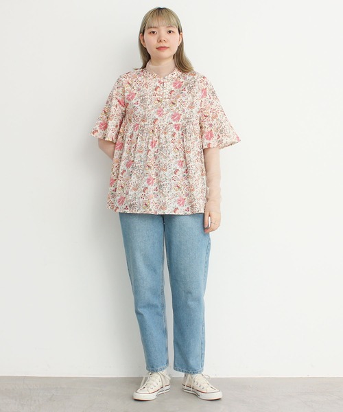 インポート lucia アイボリー 半袖シャツ 38．5／－インディゴガーゼ ウィング襟半袖シャツ