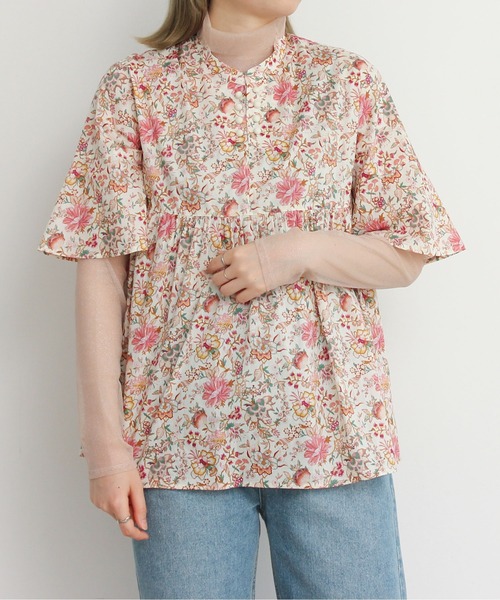I am I in fact...（アイアムアイインファクト）の「●LIBERTY stand collar blouse（シャツ/ブラウス・レディース・ブルー/ピンク・FREE）」の4枚目の写真