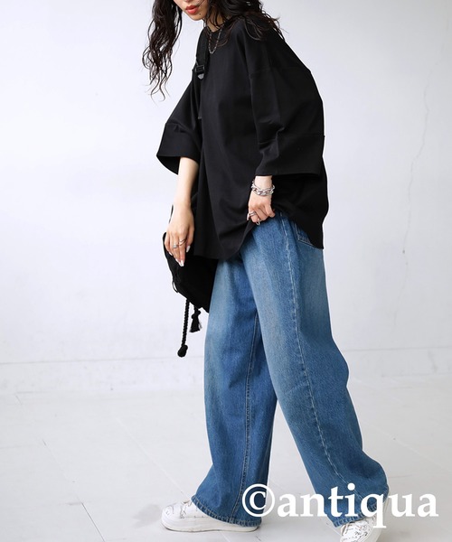 antiqua(アンティカ)の「立体7分丈ランタンスリーブカットソー(Tシャツ/カットソー・レディース・ブラック/ホワイト・FREE)」の12枚目の写真