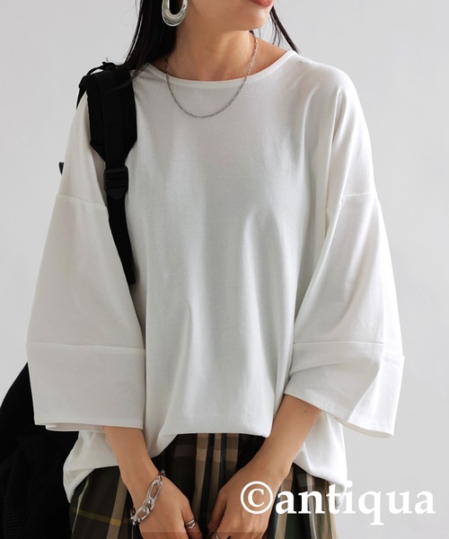 antiqua(アンティカ)の「立体7分丈ランタンスリーブカットソー(Tシャツ/カットソー・レディース・ブラック/ホワイト・FREE)」の7枚目の写真