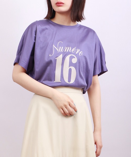 Anna Nicola(アンナニコラ)の「Anna Nicola 撥水加工 ナンバープリントTシャツ 汗ジミ防止(Tシャツ/カットソー・レディース・レモンイエロー/ラベンダー/オフホワイト/ダークグレー・38)」の3枚目の写真