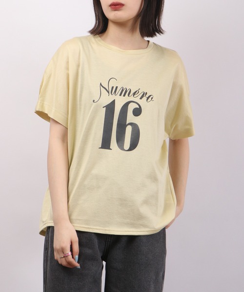 Anna Nicola(アンナニコラ)の「Anna Nicola 撥水加工 ナンバープリントTシャツ 汗ジミ防止(Tシャツ/カットソー・レディース・レモンイエロー/ラベンダー/オフホワイト/ダークグレー・38)」の4枚目の写真