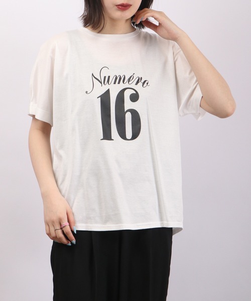 AnnaNicola 撥水加工 ナンバープリントTシャツ 汗ジミ防止（T