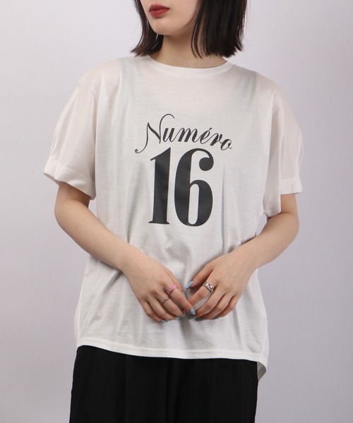 AnnaNicola 撥水加工 ナンバープリントTシャツ 汗ジミ防止（T