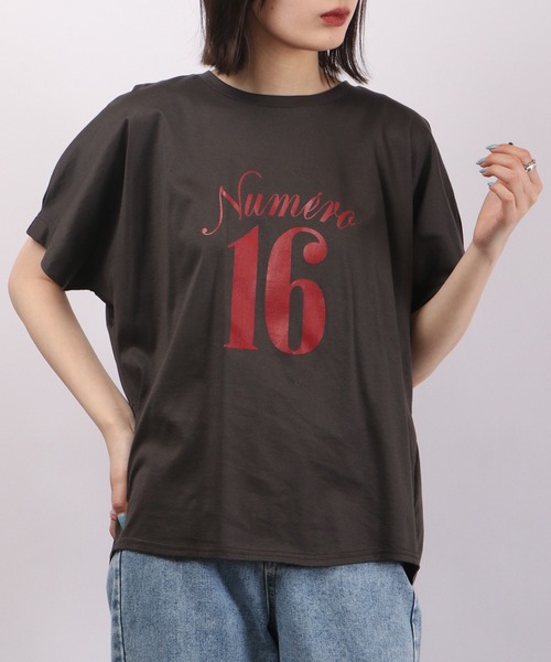 AnnaNicola 撥水加工 ナンバープリントTシャツ 汗ジミ防止（T