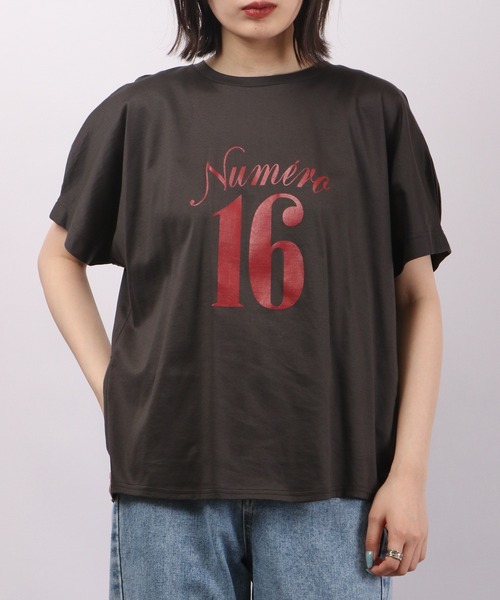 AnnaNicola 撥水加工 ナンバープリントTシャツ 汗ジミ防止（T