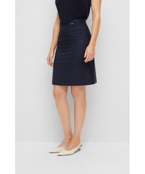 ハイライズ チェックパターン バージンウール ミニスカート