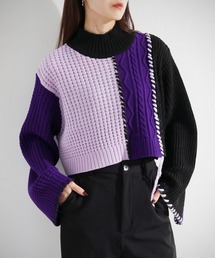 【cheriella】WEB限定パッチワークハンドステッチニット