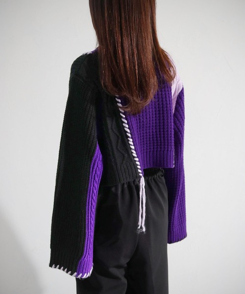 cheriella（シェリエラ）の「【cheriella】WEB限定パッチワークハンドステッチニット（ニット/セーター・レディース・ブラック系1/ブラック系2/チャコール・M）」の22枚目の写真