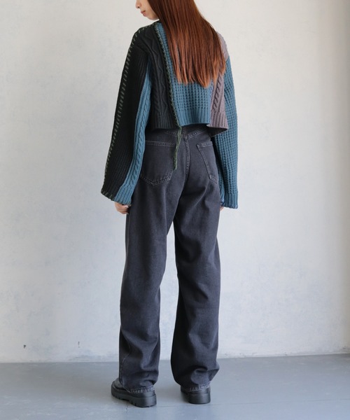 cheriella（シェリエラ）の「【cheriella】WEB限定パッチワークハンドステッチニット（ニット/セーター・レディース・ブラック系1/ブラック系2/チャコール・M）」の13枚目の写真