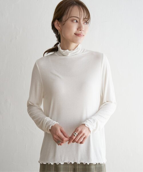 ikka(イッカ)の「ハイネックテレコ長袖Tシャツ(Tシャツ/カットソー・レディース・ブラック/グレー/オフホワイト/ブルー系その他・S/L/M)」の21枚目の写真