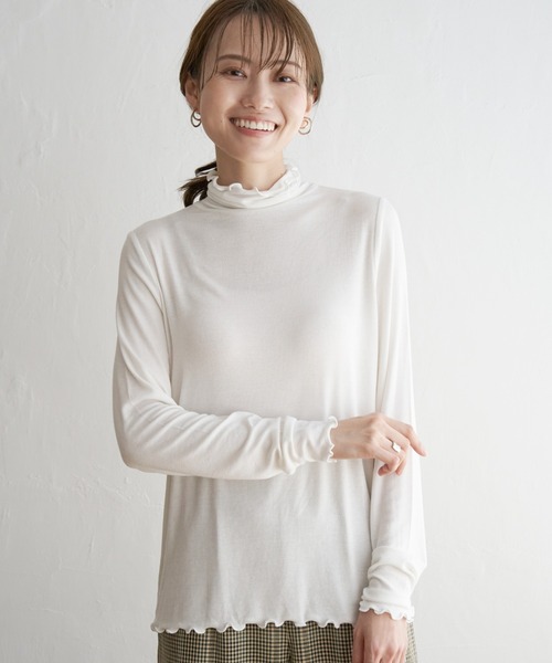 ikka(イッカ)の「ハイネックテレコ長袖Tシャツ(Tシャツ/カットソー・レディース・ブラック/グレー/オフホワイト/ブルー系その他・S/L/M)」の13枚目の写真