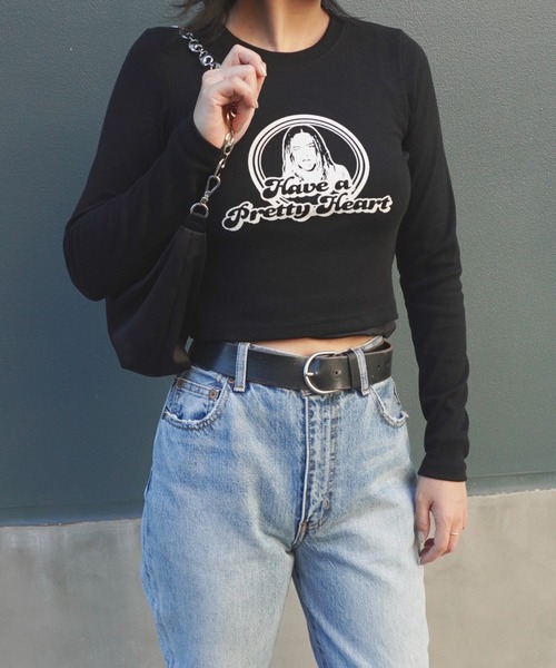 ARCHIVER(アーカイバ)の「【Bz】サークルgirlリブチビロンT/プリント長袖Tシャツ(RZ)(Tシャツ/カットソー・レディース・モカ/ブラック/オフホワイト/ベージュ/ベージュ系その他/ブラック系その他/アイボリー/カーキ・FREE)」の4枚目の写真