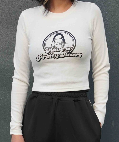 ARCHIVER(アーカイバ)の「【Bz】サークルgirlリブチビロンT/プリント長袖Tシャツ(RZ)(Tシャツ/カットソー・レディース・モカ/ブラック/オフホワイト/ベージュ/ベージュ系その他/ブラック系その他/アイボリー/カーキ・FREE)」の9枚目の写真