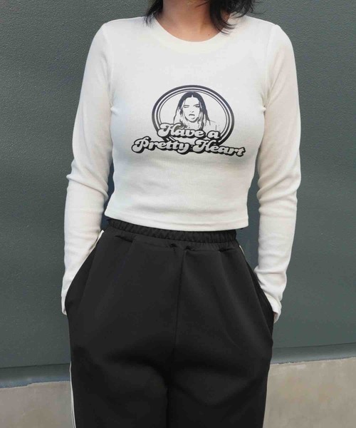 ARCHIVER(アーカイバ)の「【Bz】サークルgirlリブチビロンT/プリント長袖Tシャツ(RZ)(Tシャツ/カットソー・レディース・モカ/ブラック/オフホワイト/ベージュ/ベージュ系その他/ブラック系その他/アイボリー/カーキ・FREE)」の10枚目の写真