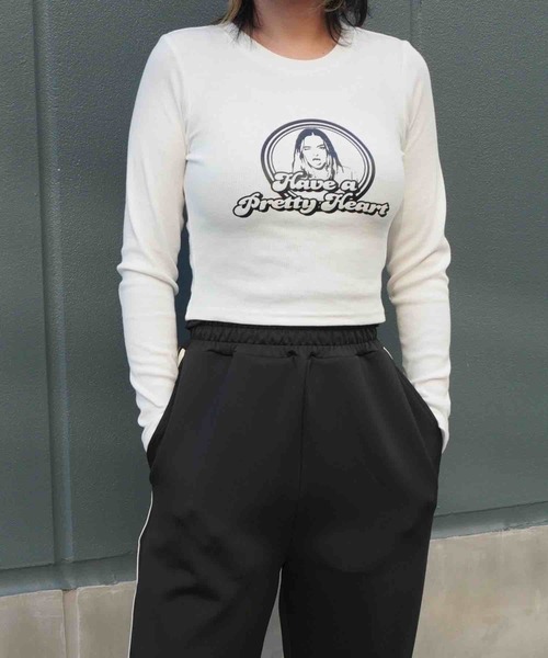 ARCHIVER(アーカイバ)の「【Bz】サークルgirlリブチビロンT/プリント長袖Tシャツ(RZ)(Tシャツ/カットソー・レディース・モカ/ブラック/オフホワイト/ベージュ/ベージュ系その他/ブラック系その他/アイボリー/カーキ・FREE)」の11枚目の写真