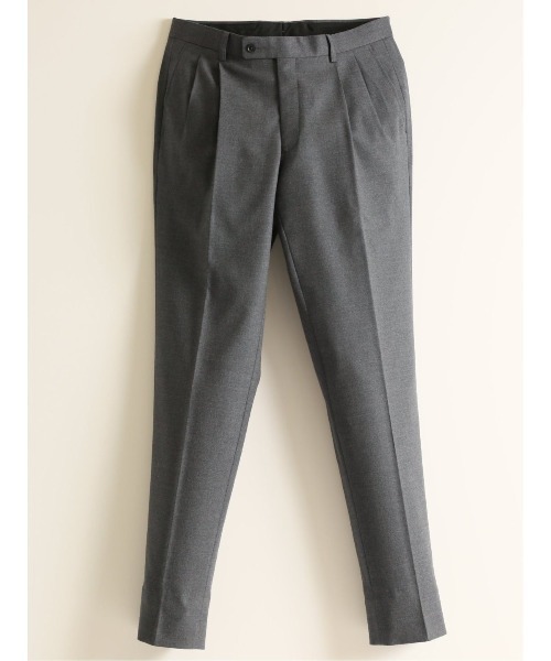 スーティスト ウール混ツータックビジネスパンツ グレー