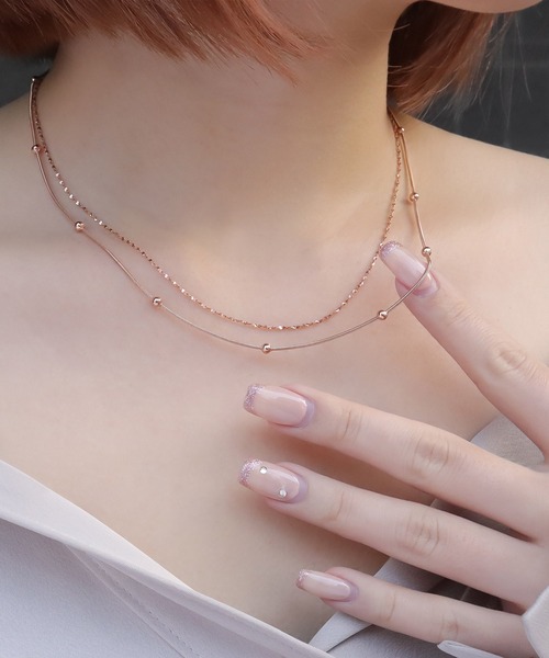 blackdia ocean（ブラックダイヤオーシャン）の「blackdia ocean ポイントボールスネークチェーンネックレス（ネックレス・レディース・ゴールド/シルバー/ピンクゴールド・FREE）」の3枚目の写真