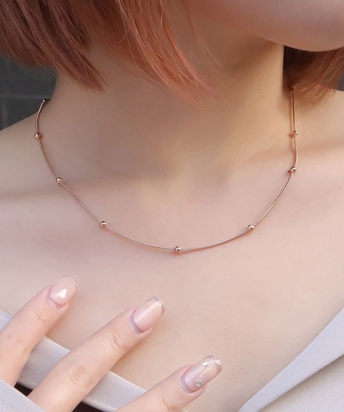 blackdia ocean（ブラックダイヤオーシャン）の「blackdia ocean ポイントボールスネークチェーンネックレス（ネックレス・レディース・ゴールド/シルバー/ピンクゴールド・FREE）」の5枚目の写真