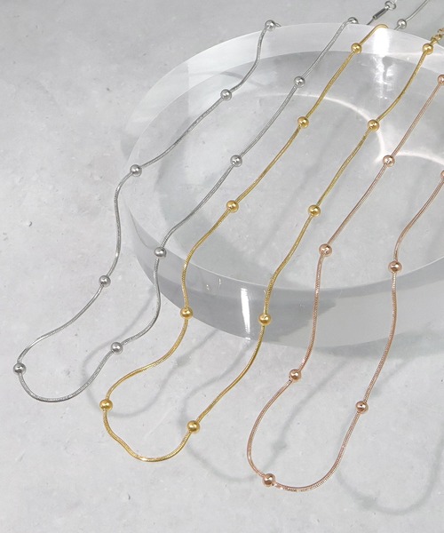 blackdia ocean（ブラックダイヤオーシャン）の「blackdia ocean ポイントボールスネークチェーンネックレス（ネックレス・レディース・ゴールド/シルバー/ピンクゴールド・FREE）」の9枚目の写真