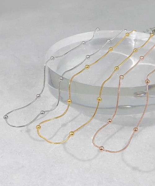 blackdia ocean（ブラックダイヤオーシャン）の「blackdia ocean ポイントボールスネークチェーンネックレス（ネックレス・レディース・ゴールド/シルバー/ピンクゴールド・FREE）」の10枚目の写真