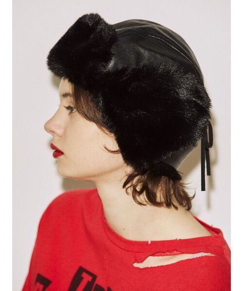 jouetie(ジュエティ)の「フライトファーキャップ(キャップ・レディース・カーキ/ブラック・FREE)」の3枚目の写真