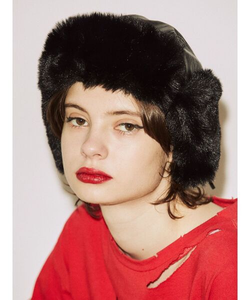 jouetie(ジュエティ)の「フライトファーキャップ(キャップ・レディース・カーキ/ブラック・FREE)」の6枚目の写真