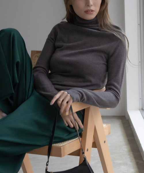 NAVY 洗えるニット カシミヤタッチ タートルネック（ニット/セーター