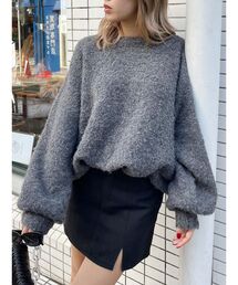 ウールミックスルーズニットトップス