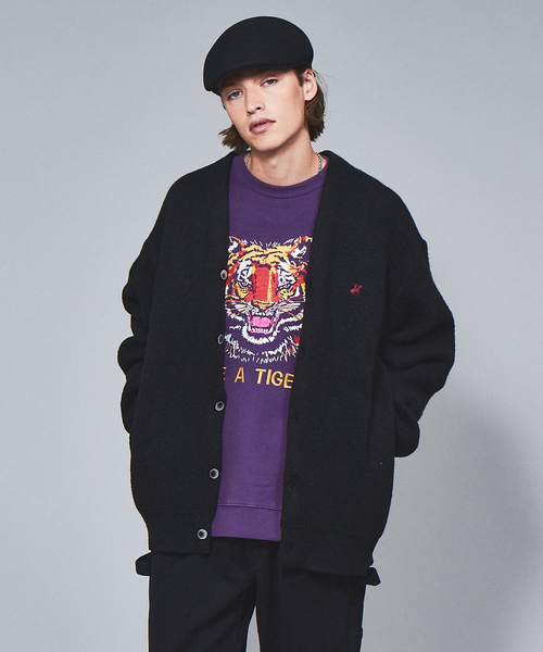 BEVERLY HILLS POLO CLUB（ビバリーヒルズポロクラブ）の「【BEVERLY HILLS POLO CLUB / ビバリーヒルズポロクラブ】 モヘアライクシャギーニットルーズカーディガン（カーディガン/ボレロ・メンズ・ブラック/ベージュ/ブラウン/サックスブルー/グリーン/マスタード/ラベンダー・M/L/XL）」の2枚目の写真