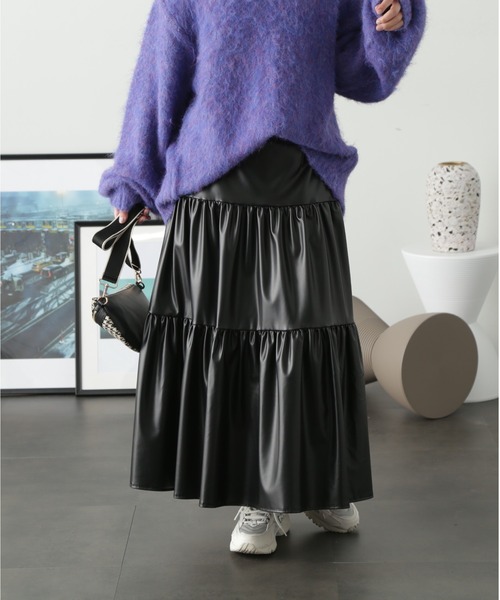 FREE'S MART(フリーズマート)の「◆【低身長サイズ/Sシリーズ】合皮ティアードスカート(スカート・レディース・ベージュ/ブラック・SMALL/X-SMALL/MEDIUM)」の15枚目の写真