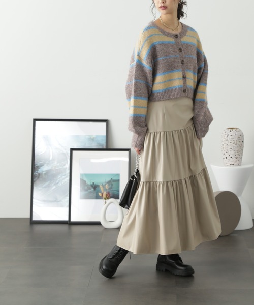 FREE'S MART(フリーズマート)の「◆【低身長サイズ/Sシリーズ】合皮ティアードスカート(スカート・レディース・ベージュ/ブラック・SMALL/X-SMALL/MEDIUM)」の5枚目の写真