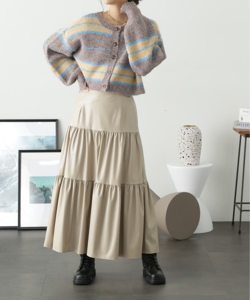 FREE'S MART(フリーズマート)の「◆【低身長サイズ/Sシリーズ】合皮ティアードスカート(スカート・レディース・ベージュ/ブラック・SMALL/X-SMALL/MEDIUM)」の8枚目の写真