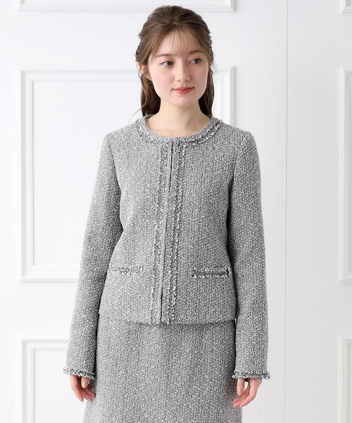 index(インデックス)の「◆≪通勤・セレモニー/セットアップ対応≫ ツイードノーカラージャケット【洗える】(ノーカラージャケット・レディース・ネイビー/ナチュラル/ブラック系3・40/42/38/36)」の19枚目の写真