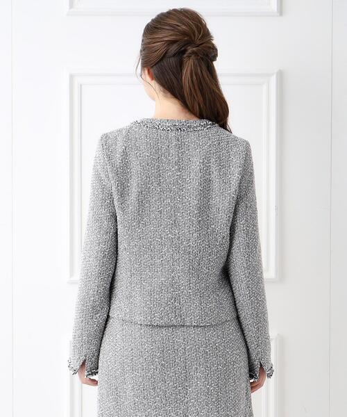 index(インデックス)の「◆≪通勤・セレモニー/セットアップ対応≫ ツイードノーカラージャケット【洗える】(ノーカラージャケット・レディース・ネイビー/ナチュラル/ブラック系3・40/42/38/36)」の21枚目の写真