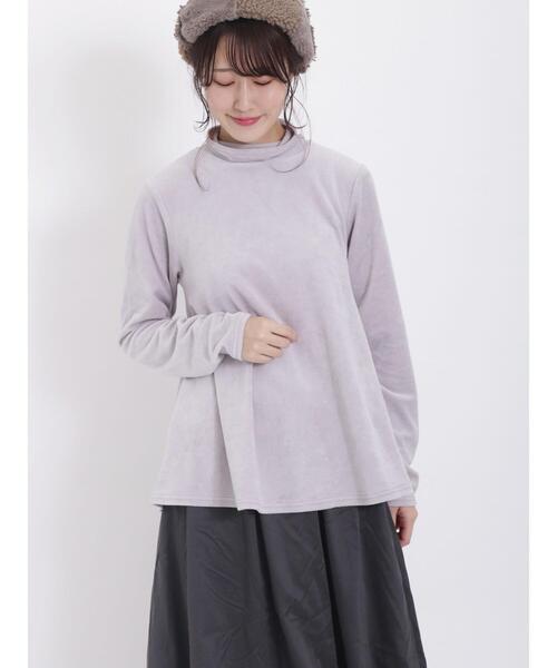 Samansa Mos2(サマンサ モスモス)の「ベロアタートルネックフレアカットソー(Tシャツ/カットソー・レディース・ネイビー/グレー/ミント/キナリ・F)」の3枚目の写真