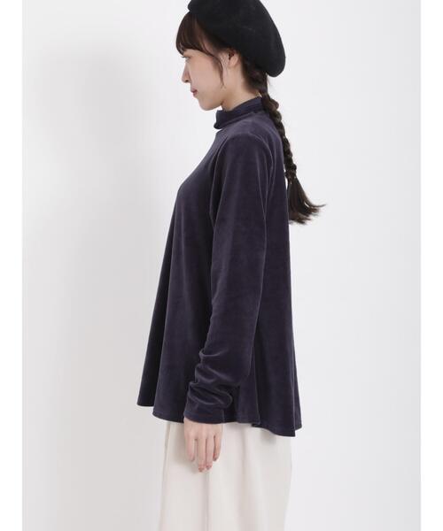 Samansa Mos2(サマンサ モスモス)の「ベロアタートルネックフレアカットソー(Tシャツ/カットソー・レディース・ネイビー/グレー/ミント/キナリ・F)」の5枚目の写真