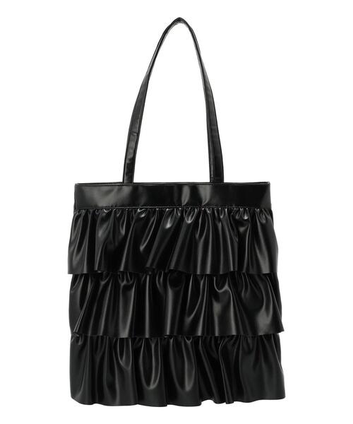 Te chichi TERRASSE（テチチテラス）の「ティアードフリルトートバッグ（ハンドバッグ・レディース・オフホワイト/ブラック・F）」の5枚目の写真