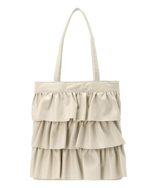 Te chichi TERRASSE（テチチテラス）の「ティアードフリルトートバッグ（ハンドバッグ・レディース・オフホワイト/ブラック・F）」の8枚目の写真