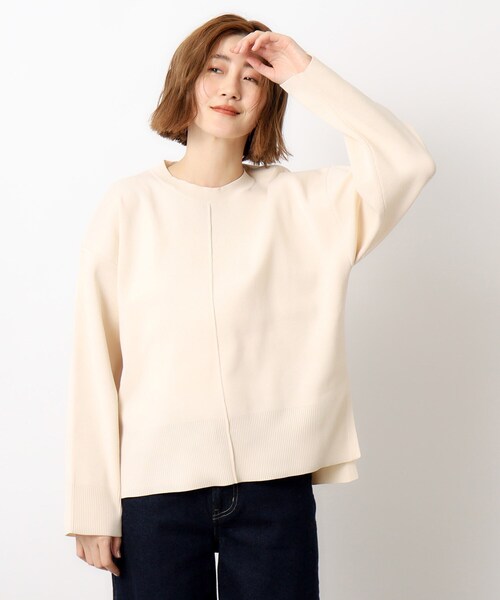 OPAQUE.CLIP(オペークドットクリップ)の「◆≪S-LLsize≫ スポンディッシュワイドニット【洗濯機洗い可】(ニット/セーター・レディース・ブラック/レッド系1/オフホワイト/グレー・38/42/40/36)」の1枚目の写真