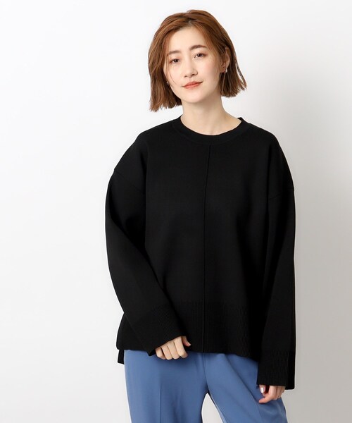 OPAQUE.CLIP(オペークドットクリップ)の「◆≪S-LLsize≫ スポンディッシュワイドニット【洗濯機洗い可】(ニット/セーター・レディース・ブラック/レッド系1/オフホワイト/グレー・38/42/40/36)」の2枚目の写真