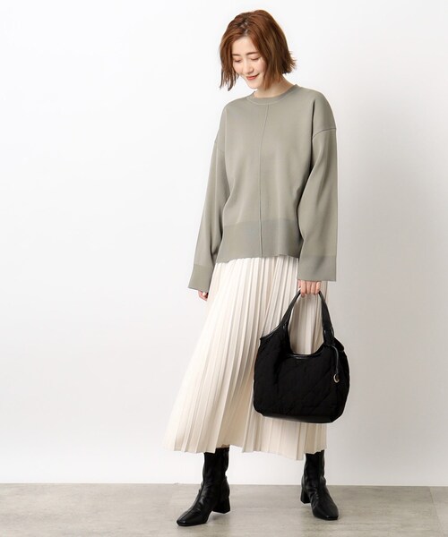 OPAQUE.CLIP(オペークドットクリップ)の「◆≪S-LLsize≫ スポンディッシュワイドニット【洗濯機洗い可】(ニット/セーター・レディース・ブラック/レッド系1/オフホワイト/グレー・38/42/40/36)」の7枚目の写真