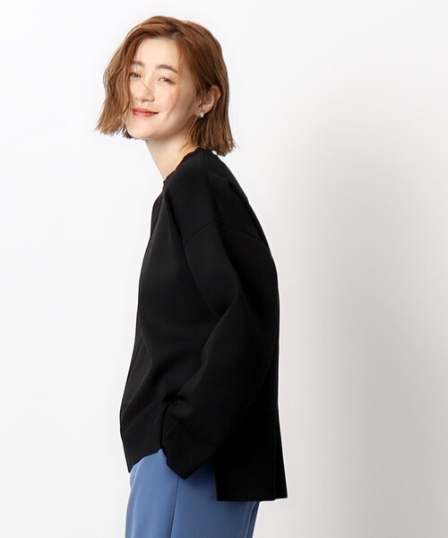 OPAQUE.CLIP(オペークドットクリップ)の「◆≪S-LLsize≫ スポンディッシュワイドニット【洗濯機洗い可】(ニット/セーター・レディース・ブラック/レッド系1/オフホワイト/グレー・38/42/40/36)」の11枚目の写真