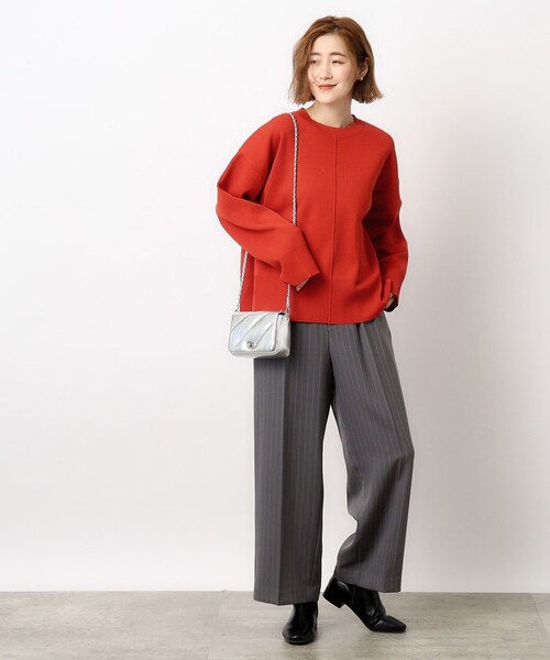 OPAQUE.CLIP(オペークドットクリップ)の「◆≪S-LLsize≫ スポンディッシュワイドニット【洗濯機洗い可】(ニット/セーター・レディース・ブラック/レッド系1/オフホワイト/グレー・38/42/40/36)」の13枚目の写真