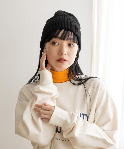 LOWRYS FARM（ローリーズファーム）の「ウールニットビーニー　989607（ニットキャップ/ビーニー・レディース・ブラック/チャコールグレー・FREE）」の3枚目の写真