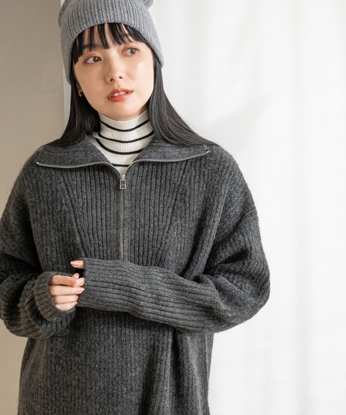 LOWRYS FARM（ローリーズファーム）の「ウールニットビーニー　989607（ニットキャップ/ビーニー・レディース・ブラック/チャコールグレー・FREE）」の12枚目の写真