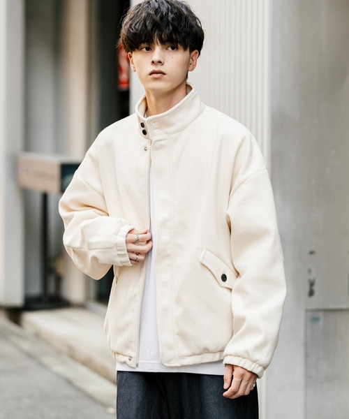 オーバーサイズウールテックスタンドカラーブルゾン ハリントン