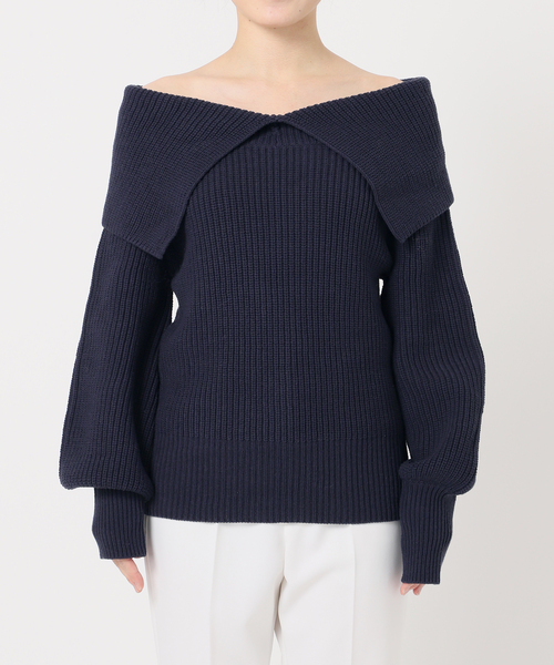 Noble（ノーブル）の「片畦ケープカラープルオーバー（ニット/セーター・レディース・ネイビー/ピンク・FREE）」の20枚目の写真