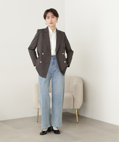 N.（N. Natural Beauty Basic）（エヌエヌナチュラルビューティーベーシック）の「◆フリルネックピンタックブラウス（シャツ/ブラウス・レディース・ブルー/オフホワイト/ベージュ/ストライプ・MEDIUM）」の9枚目の写真